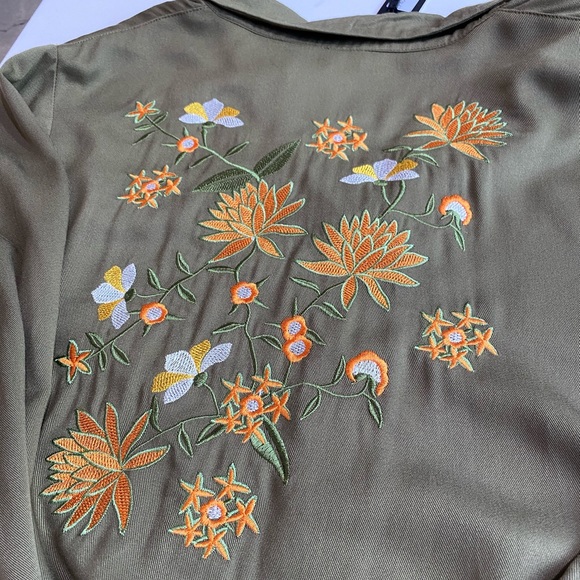 Army Green Emboidered Romper - Picture 5 of 5